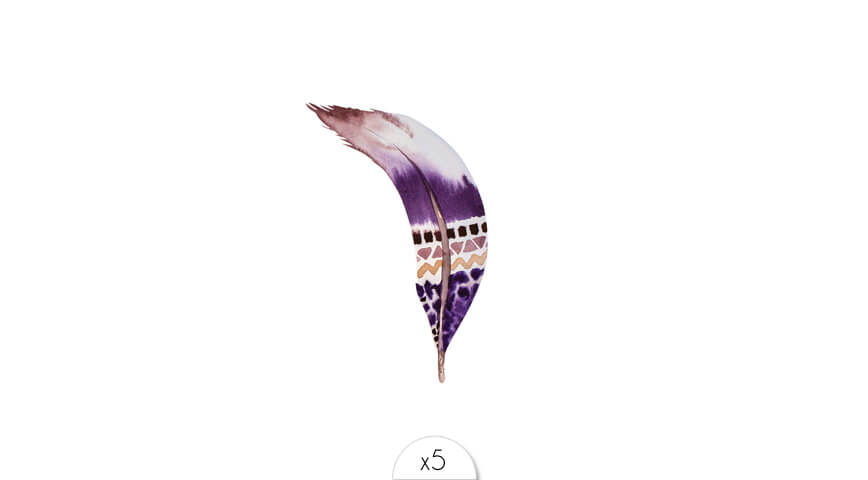 Purple indian feather x5