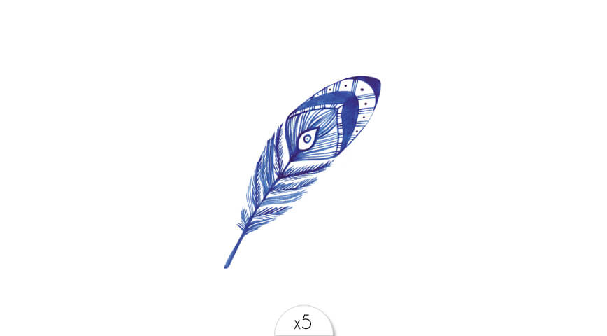 Blue thin lines feather with an eye x5