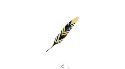 Golden and black feather x5