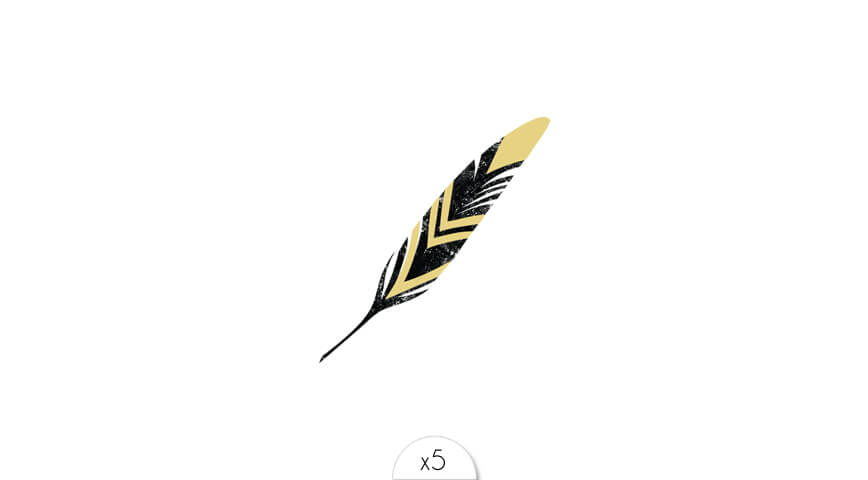 Golden and black feather x5