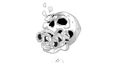 Tête de mort florale x5