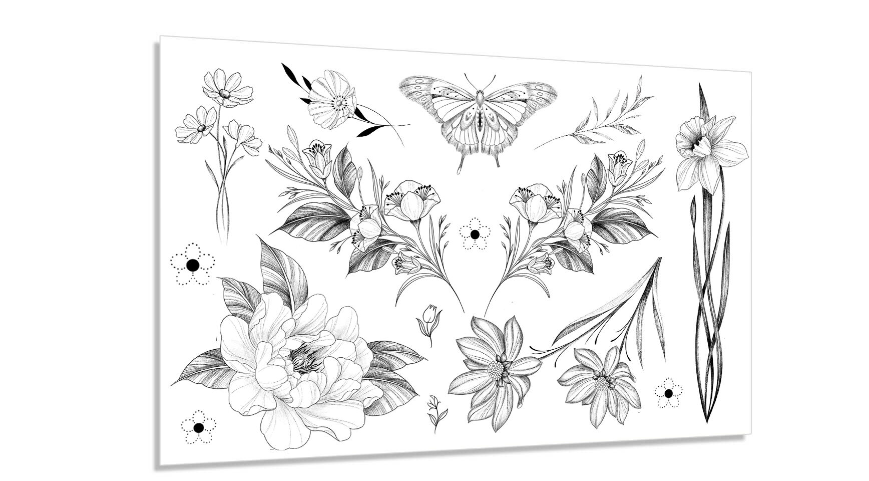 Set of temporary floral tattoos La Fée Fleurs