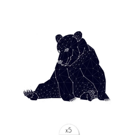 Ours noir x5 Tatouage temporaire Sioou