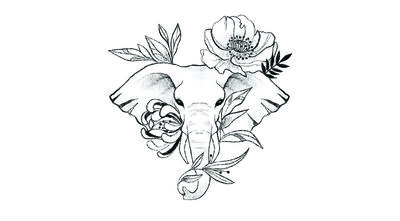 Tête d'éléphant florale x5