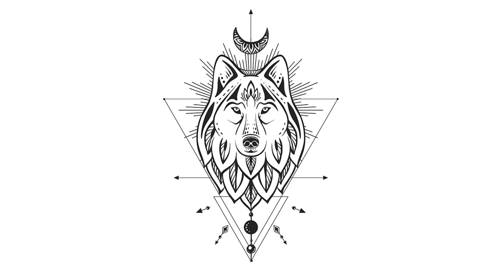 Sioou - Tatouage éphémère tête de loup géométrique