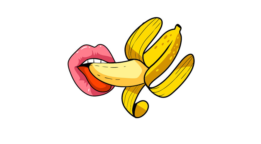 A mouth and a banana x5