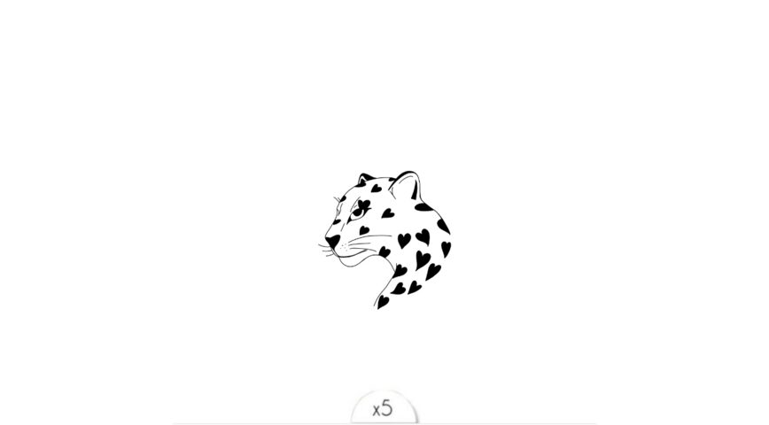 Panther with hearts x5