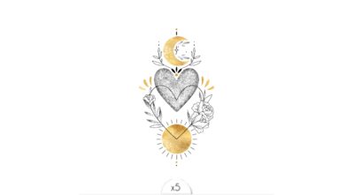 Lune coeur soleil x5