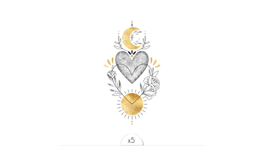 Lune coeur soleil x5