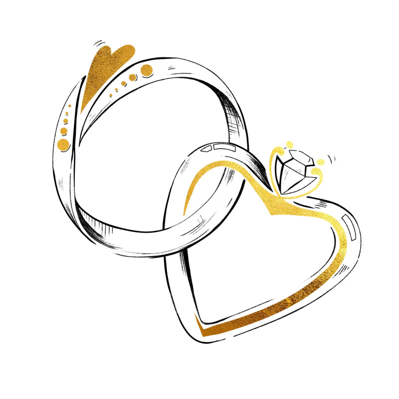 Black and gold wedding rings