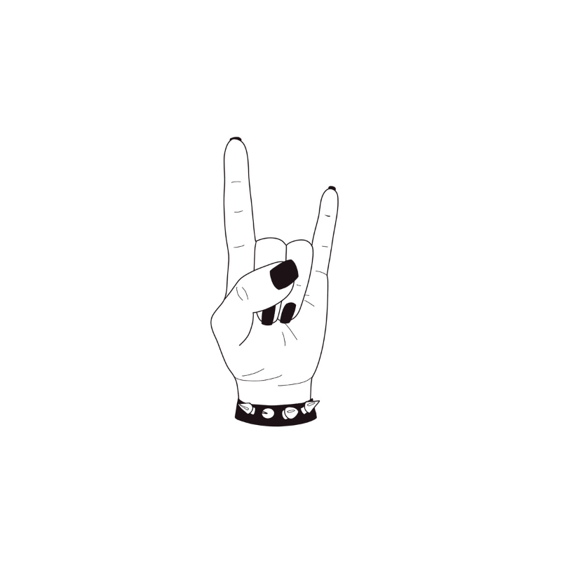 Tatouage éphémère signe rock représentant le geste du rock'n rool réalisé par Audrey Suau