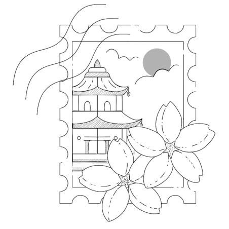 Sioou temporary tattoo - Japan postage stamp