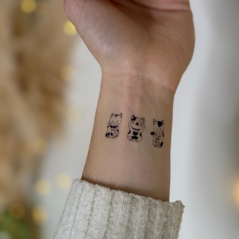 Sioou temporary tattoo - Maneki Trio
