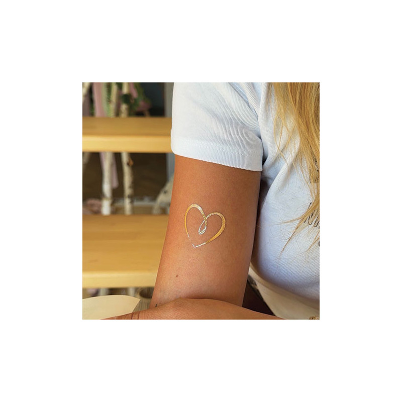 Tatouage éphémère coeur doré Sioou